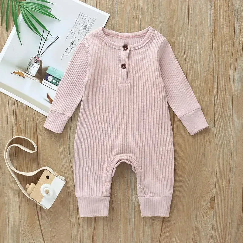 Full-Sleeve Ribbed Romper